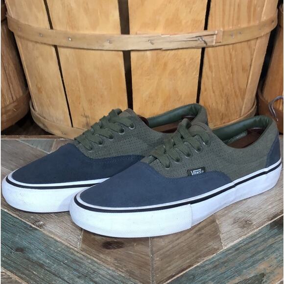 Vans Era Pro Navy Olive Green Perforated Suede Skateboarding Shoe Women Size 8.5 - Picture 3 of 11